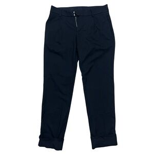 Free People Black Rolled Cuff Straight Leg Trouser Pants